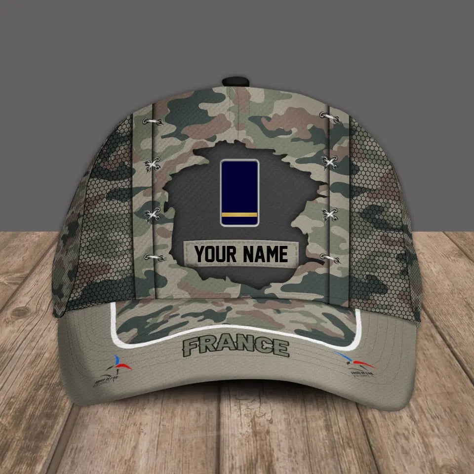 Casquette de baseball camouflage personnalisée avec rang et nom pour soldat/ancien combattant français - 16934400