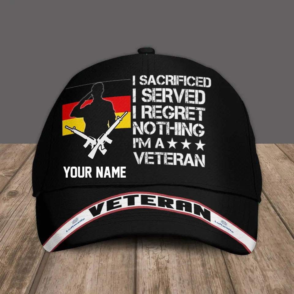 Personalized Name Germany Soldier/Veterans Camo Baseball Cap Gold Version - 16934400