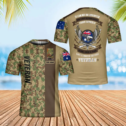 Personalisiertes T-Shirt mit australischem Soldaten-/Veteranen-Tarnmuster mit Namen und Rang, 3D-Druck – 0202240002