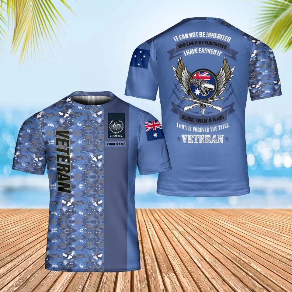 Personalisiertes T-Shirt mit australischem Soldaten-/Veteranen-Tarnmuster mit Namen und Rang, 3D-Druck – 0202240002