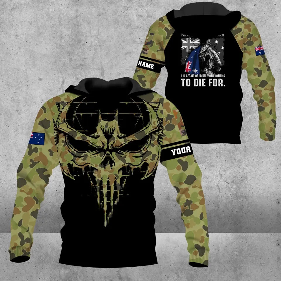 Sweat à capuche personnalisé avec camouflage soldat/vétéran australien avec nom et grade imprimé en 3D - 16939584