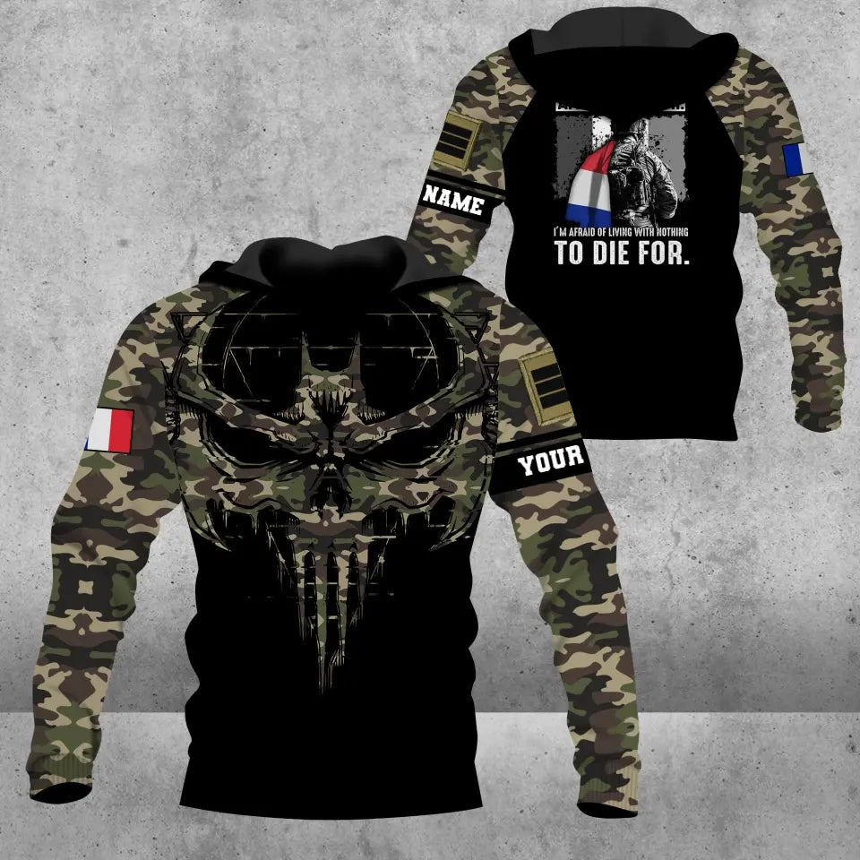 Sweat à capuche personnalisé avec nom et grade de soldat/vétéran de la France imprimé en 3D - 16939584