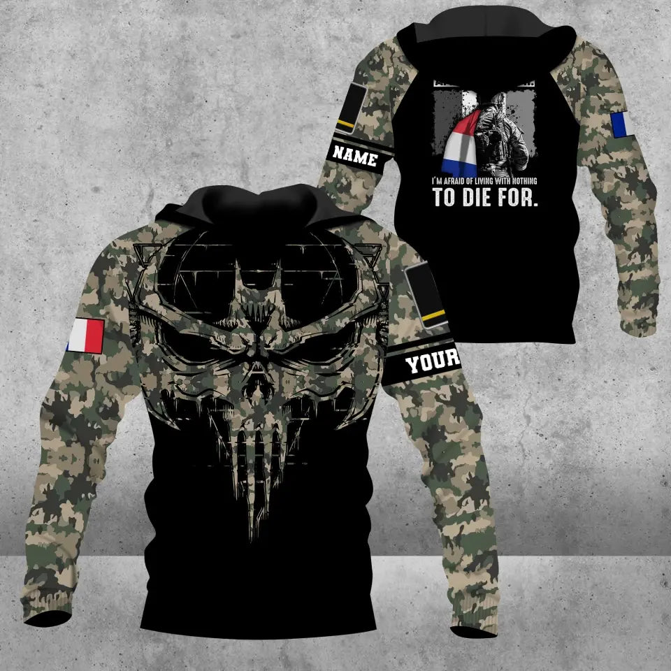 Sweat à capuche personnalisé avec nom et grade de soldat/vétéran de la France imprimé en 3D - 16939584