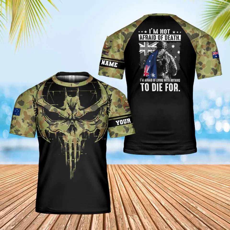 T-shirt personnalisé avec camouflage soldat/vétéran australien avec nom et grade imprimé en 3D - 0202240001