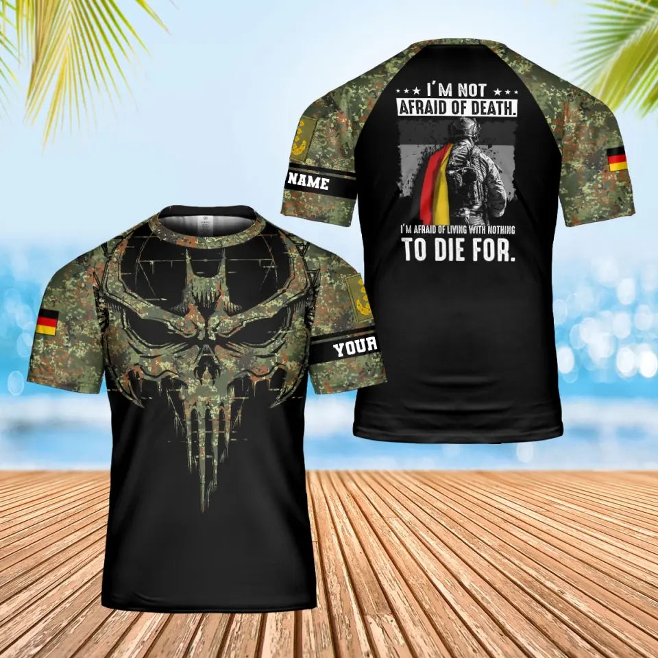 T-shirt personnalisé avec camouflage soldat/vétéran allemand avec nom et grade imprimé en 3D - 0202240002