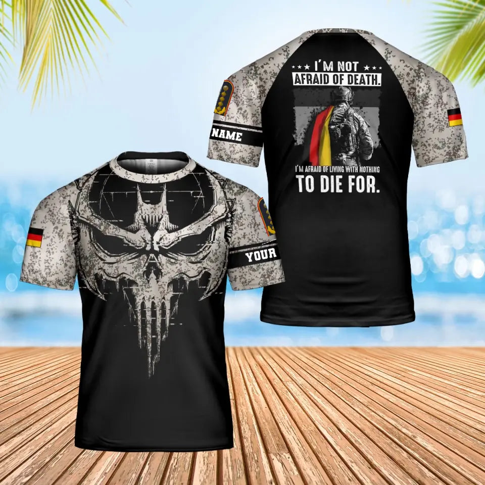 T-shirt personnalisé avec camouflage soldat/vétéran allemand avec nom et grade imprimé en 3D - 0202240002