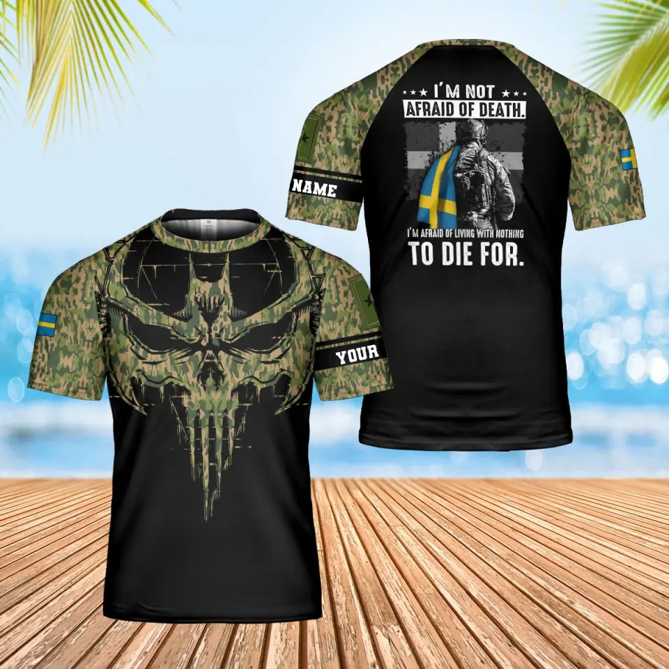 Personalisiertes T-Shirt mit schwedischem Soldaten-/Veteranen-Tarnmuster mit Namen und Rang, 3D-Druck – 0402240003