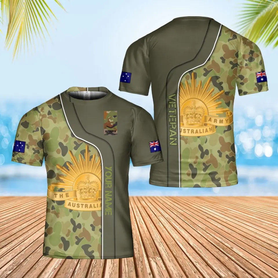 Personalized Australia Soldier/ Veteran Camo With Name And Rank T-Shirt 3D Printed - 0102240005