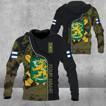 Sweat à capuche personnalisé avec camouflage soldat/vétéran finlandais avec nom et grade imprimé en 3D - 16941312