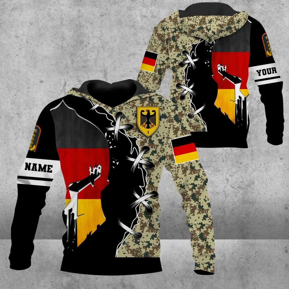 Personalized Germany Soldier/ Veteran Camo With Name And Rank Hoodie 3D Printed - 1109230001