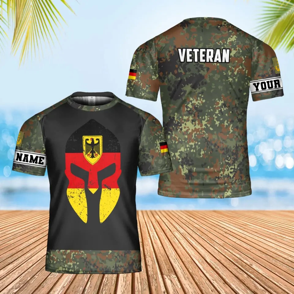 T-shirt personnalisé avec camouflage soldat/vétéran allemand avec nom et grade imprimé en 3D - 0302240002