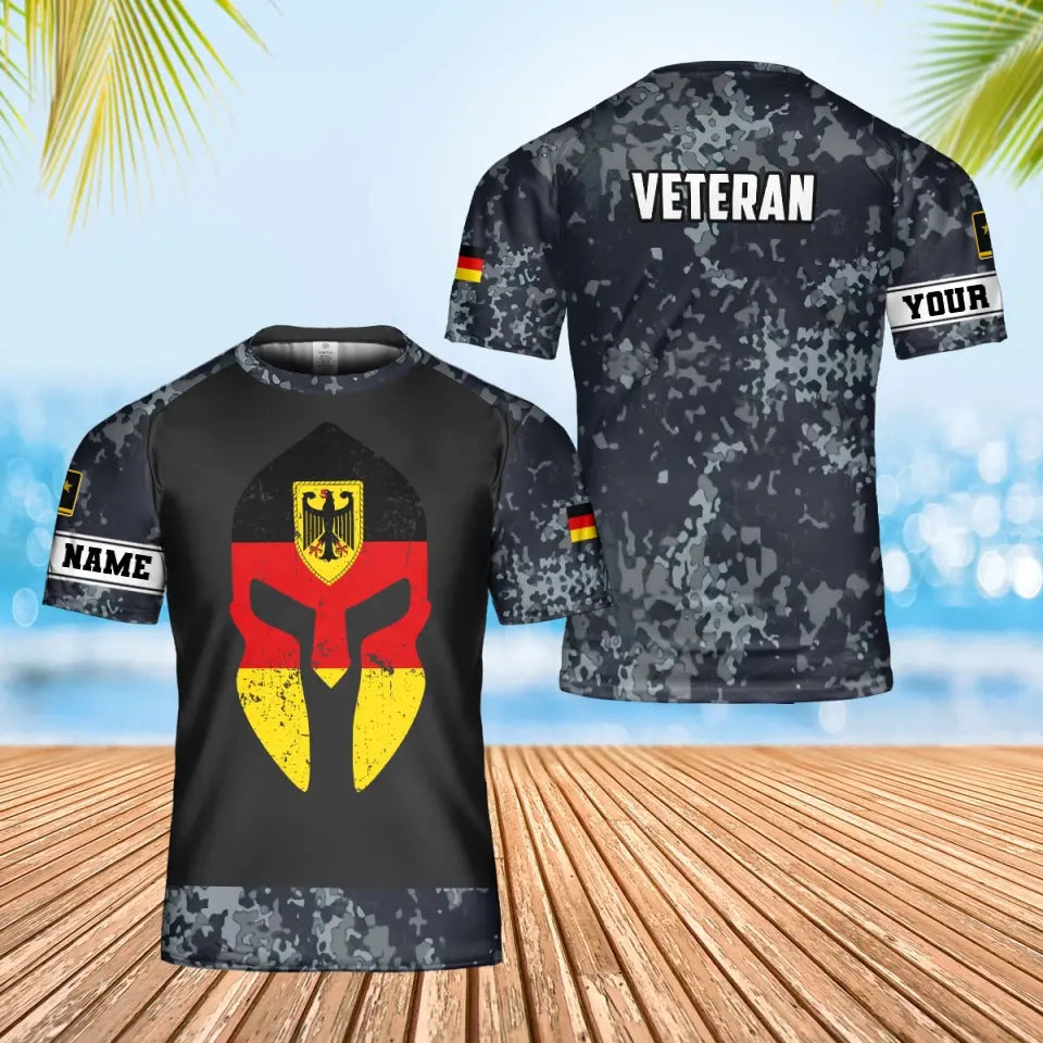 T-shirt personnalisé avec camouflage soldat/vétéran allemand avec nom et grade imprimé en 3D - 0302240002