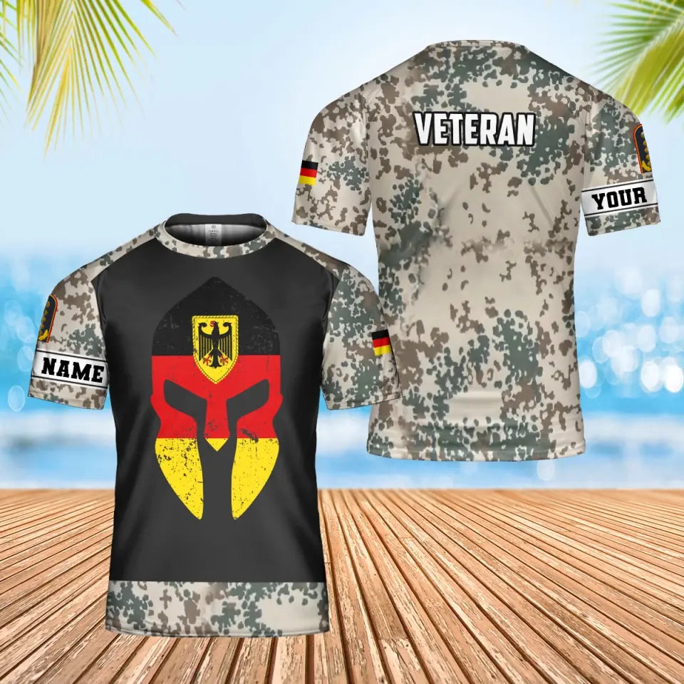 Personalisiertes T-Shirt mit Camouflage-Muster für deutsche Soldaten/Veteranen mit Namen und Rang, 3D-Druck – 0302240002