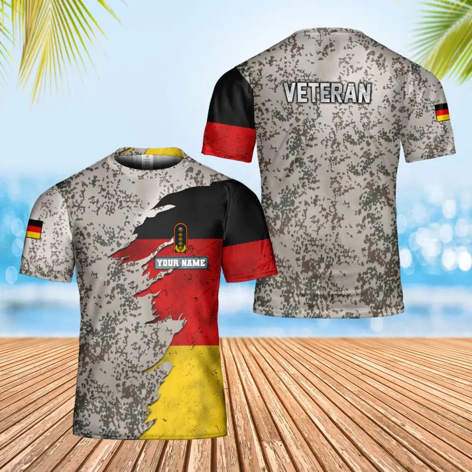 Personalisiertes T-Shirt mit Camouflage-Muster für deutsche Soldaten/Veteranen mit Namen und Rang, 3D-Druck – 0402240004