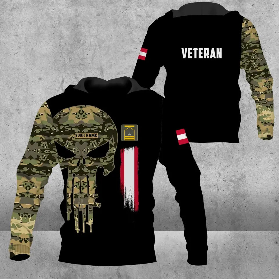 Personalized Austria Soldier/ Veteran Camo With Name And Rank Hoodie - 16943904