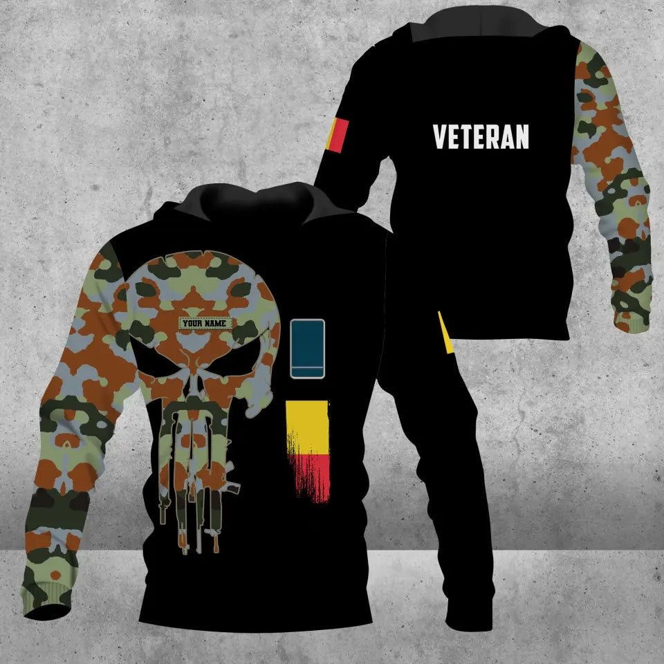 Sweat à capuche personnalisé avec camouflage soldat/vétéran belge avec nom et grade imprimé en 3D - 16943904