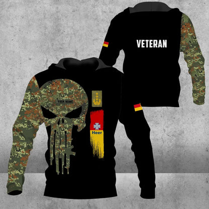 Personalisierter Kapuzenpullover mit Camouflage-Muster für deutsche Soldaten/Veteranen mit Namen und Rang, 3D-Druck – 1109230004