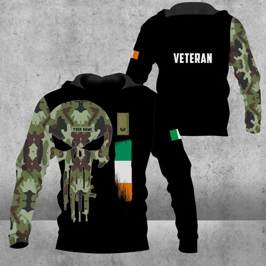 Personalized Ireland Soldier/ Veteran Camo With Name And Rank Hoodie 3D Printed - 16943904