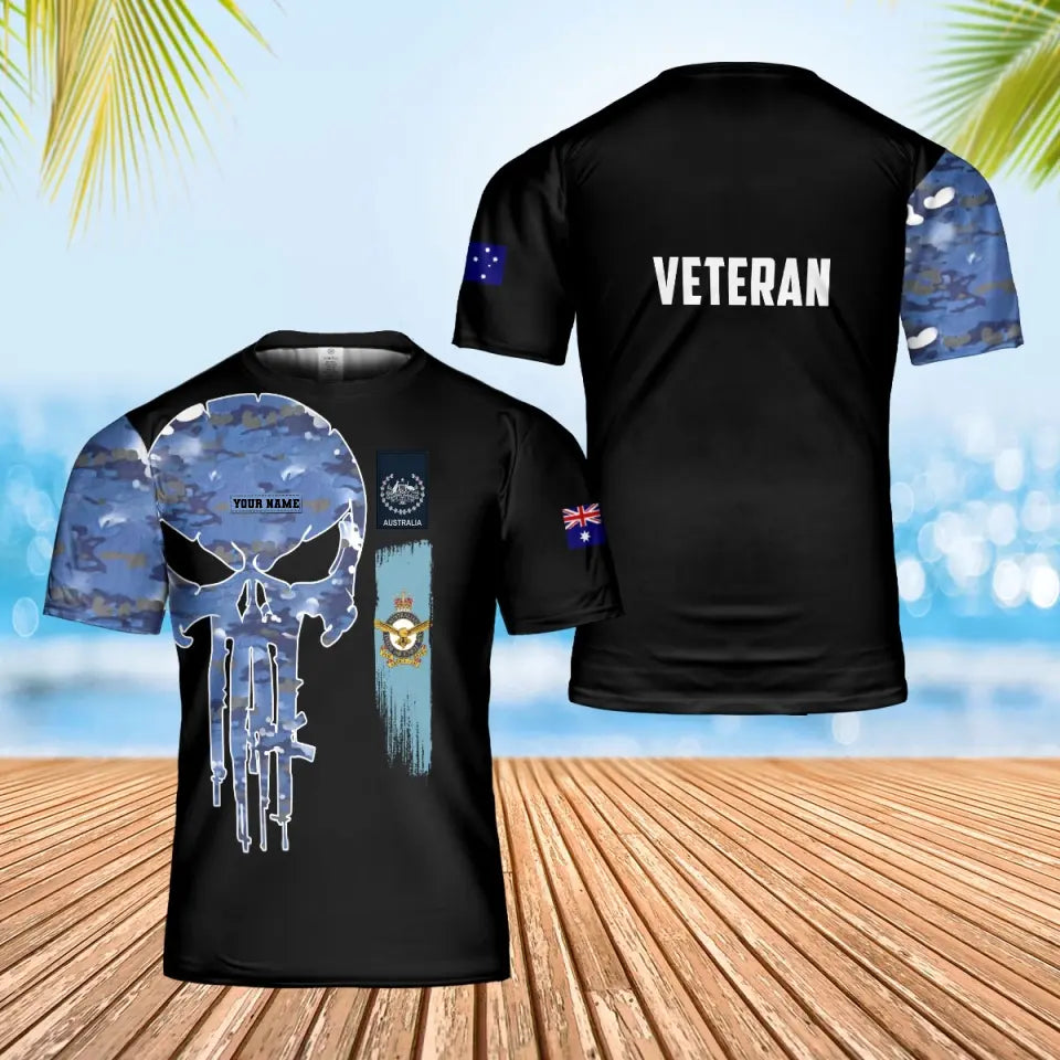 T-shirt personnalisé avec camouflage soldat/vétéran australien avec nom et grade imprimé en 3D - 0102240004