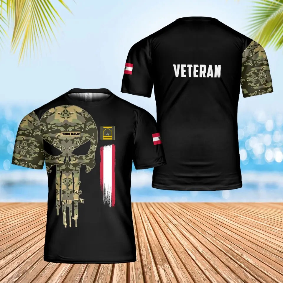 Personalisiertes österreichisches Soldaten-/Veteranen-Tarn-T-Shirt mit Namen und Rang, 3D-Druck – 0102240005