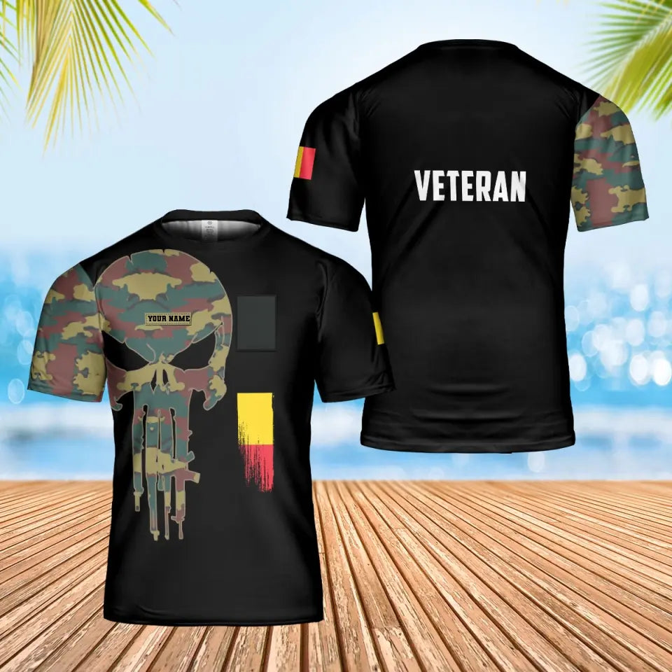 Personalized Belgium Soldier/ Veteran Camo With Name And Rank T-Shirt 3D Printed - 0102240001