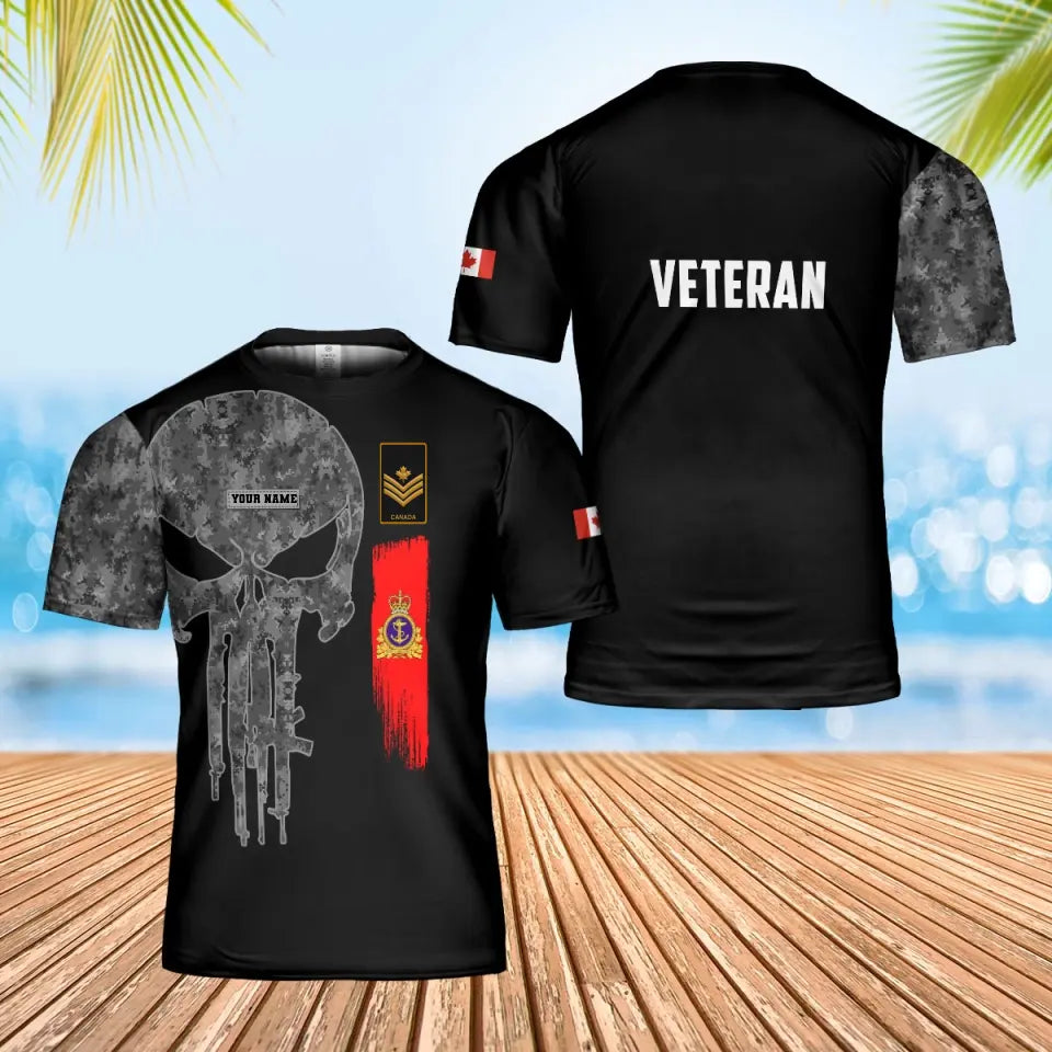 Personalisiertes T-Shirt mit kanadischem Soldaten-/Veteranen-Tarnmuster mit Namen und Rang, 3D-Druck – 0102240004