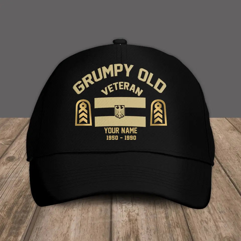 Personalisierter Rang und Name Deutsche Soldaten/Veteranen Camouflage Baseball Cap Grumpy Veteran - 16945632