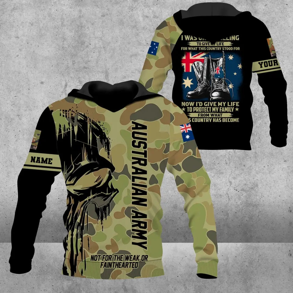 Sweat à capuche personnalisé avec camouflage soldat/vétéran australien avec nom et grade imprimé en 3D - 16948224