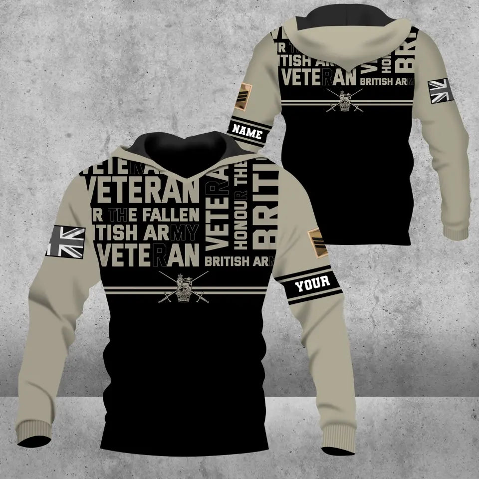 Personalized UK Soldier/ Veteran Camo With Name And Rank Hoodie 3D Printed - 1609230001