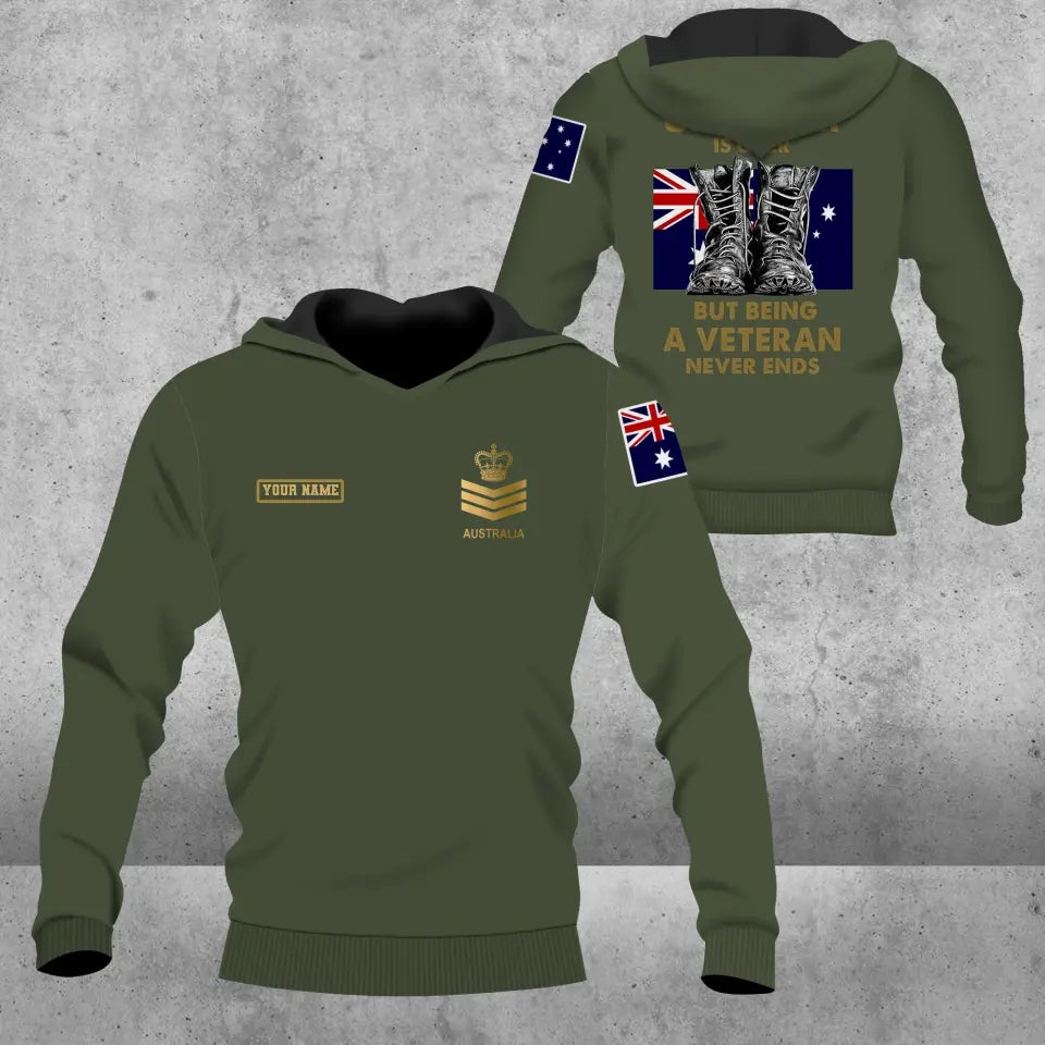 Personalisierter australischer Soldat/Veteranen-Hoodie im Camouflage-Stil mit Namen und Rang, 3D-Druck – 16949952