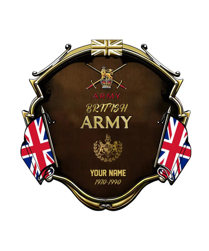 Personalized Rank Name And Year UK Soldier/Veterans Camo Cut Metal Sign - Gold Rank - 16954272