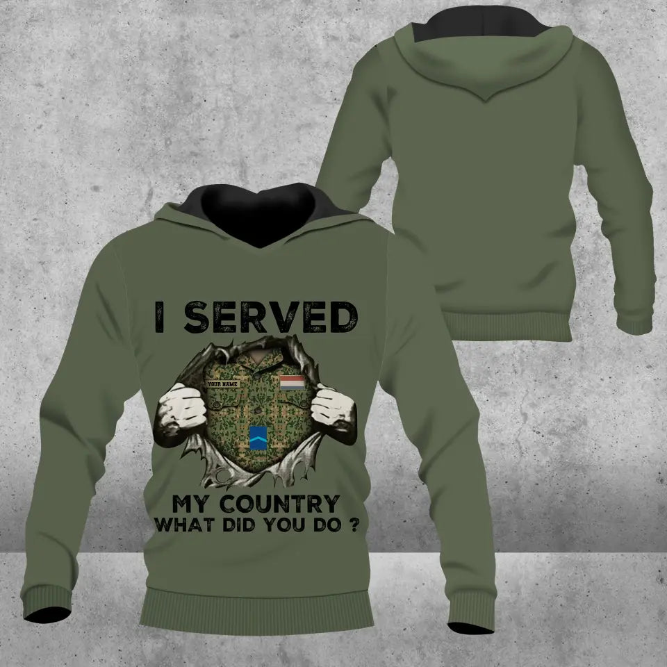 Personalized Netherlands Soldier/ Veteran Camo With Name And Rank Hoodie 3D Printed - 2509230001