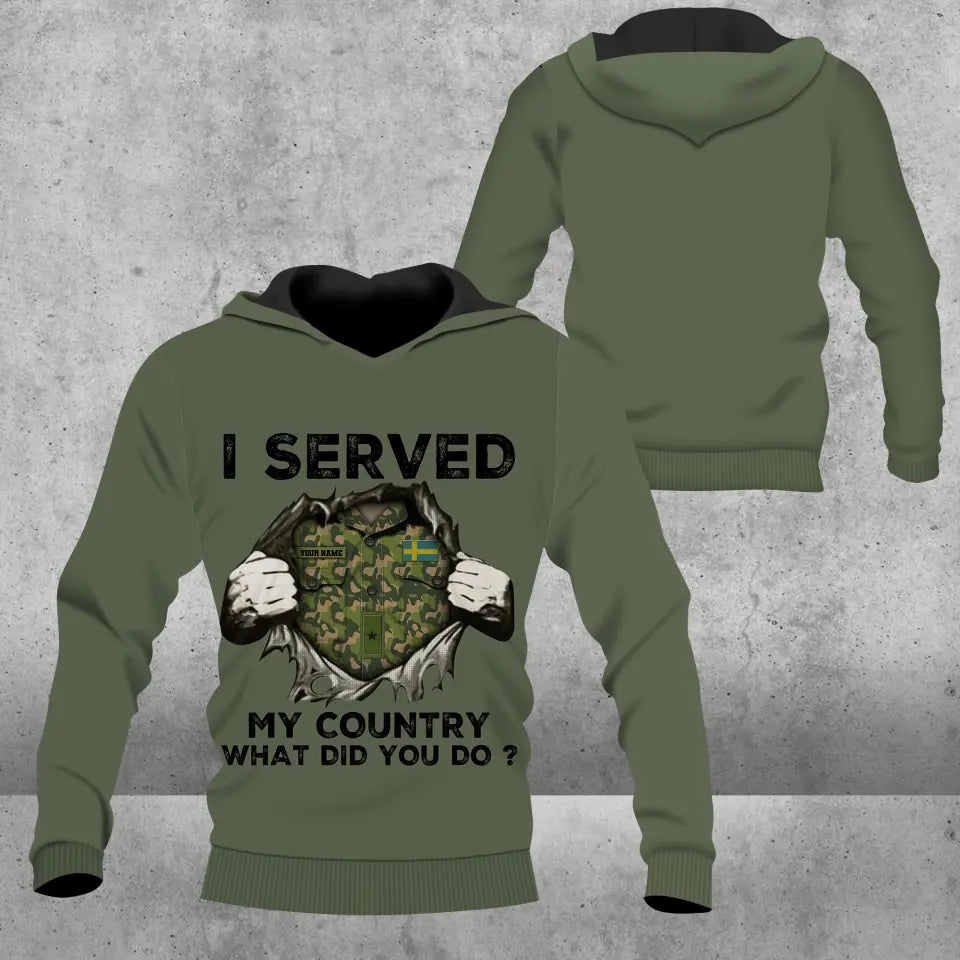 Personalized Sweden Soldier/ Veteran Camo With Name And Rank Hoodie 3D Printed - 2509230001