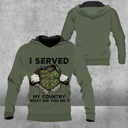 Personalisierter Kapuzenpullover mit Camouflage-Muster für schwedische Soldaten/Veteranen mit Namen und Rang, 3D-Druck – 2509230001