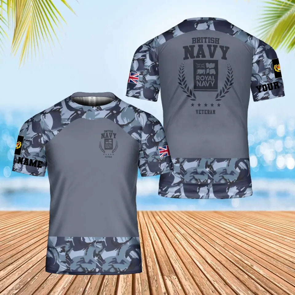 Personalisiertes T-Shirt mit Camouflage-Muster für britische Soldaten/Veteranen mit Namen und Rang, 3D-Druck – 1809230001