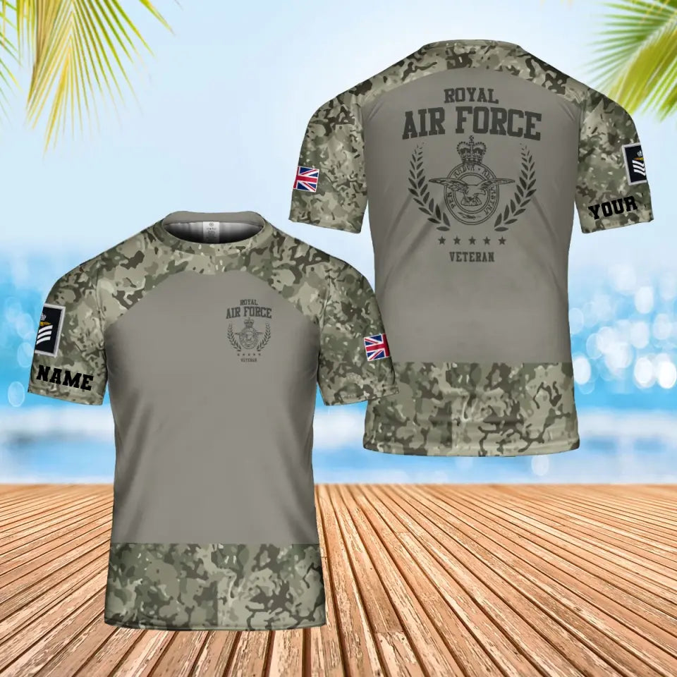 Personalisiertes T-Shirt mit Camouflage-Muster für britische Soldaten/Veteranen mit Namen und Rang, 3D-Druck – 1809230001