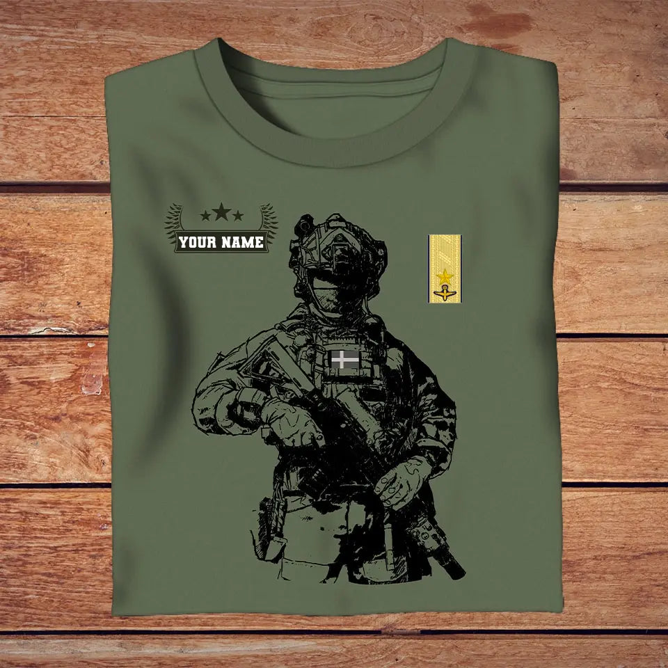 Personalized Sweden Soldier/ Veteran Camo With Name And Rank T-Shirt 3D Printed - 2709230001