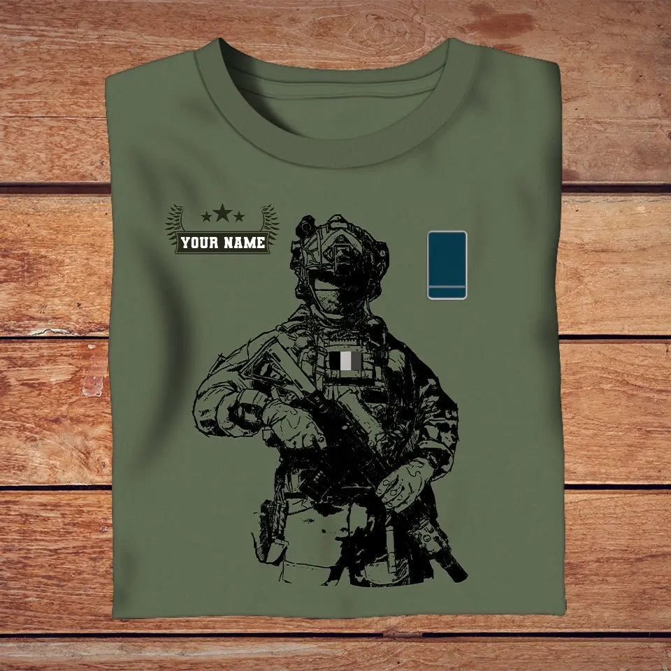 Personalisiertes T-Shirt mit belgischem Soldaten-/Veteranen-Tarnmuster mit Namen und Rang, 3D-Druck – 2709230001