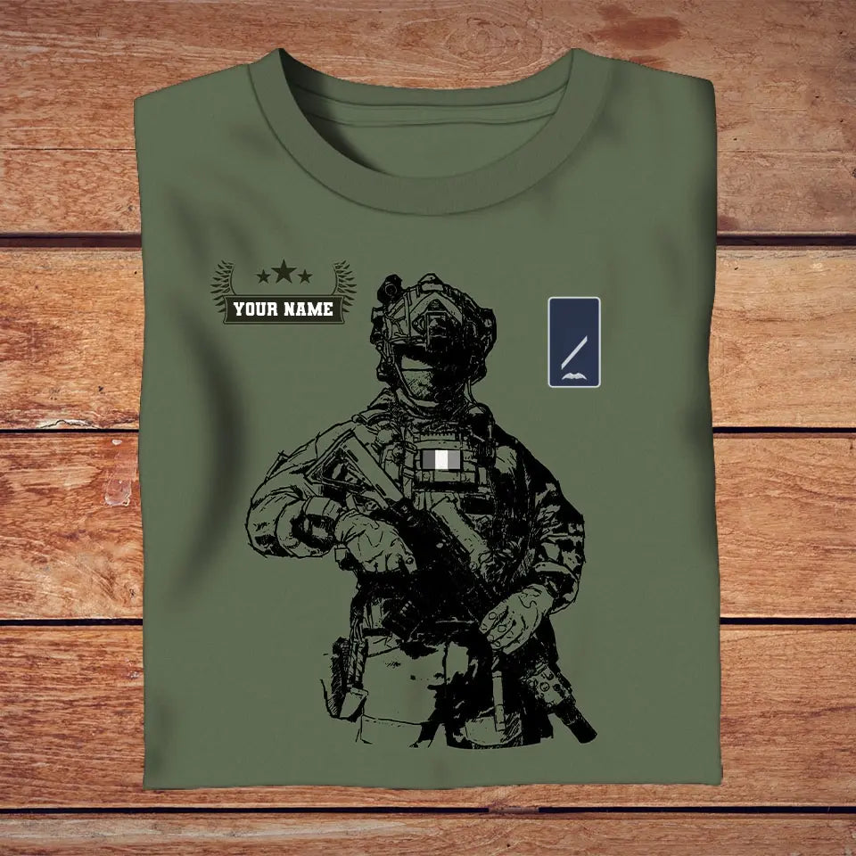 T-shirt personnalisé avec camouflage soldat/vétéran irlandais avec nom et grade imprimé en 3D - 2709230001