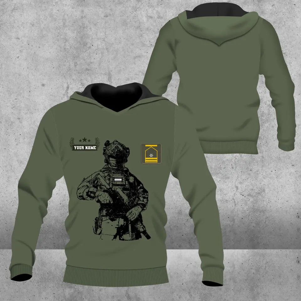 Personalisierter Kapuzenpullover mit Camouflage-Muster für österreichische Soldaten/Veteranen mit Namen und Rang – 16957728