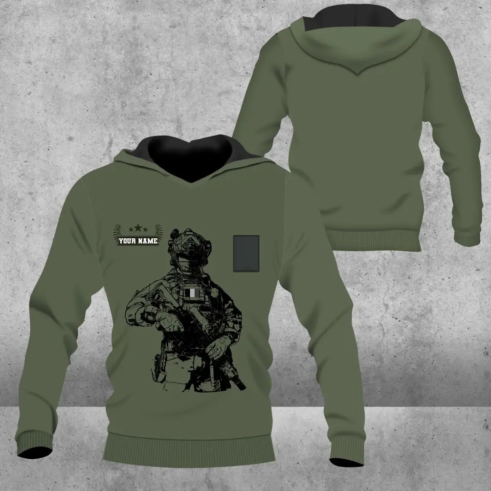 Sweat à capuche personnalisé avec camouflage soldat/vétéran belge avec nom et grade imprimé en 3D - 16957728