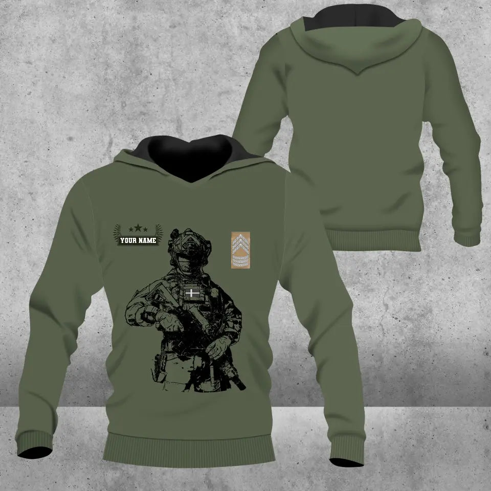 Personalized Denmark Soldier/ Veteran Camo With Name And Rank Hoodie - 16957728