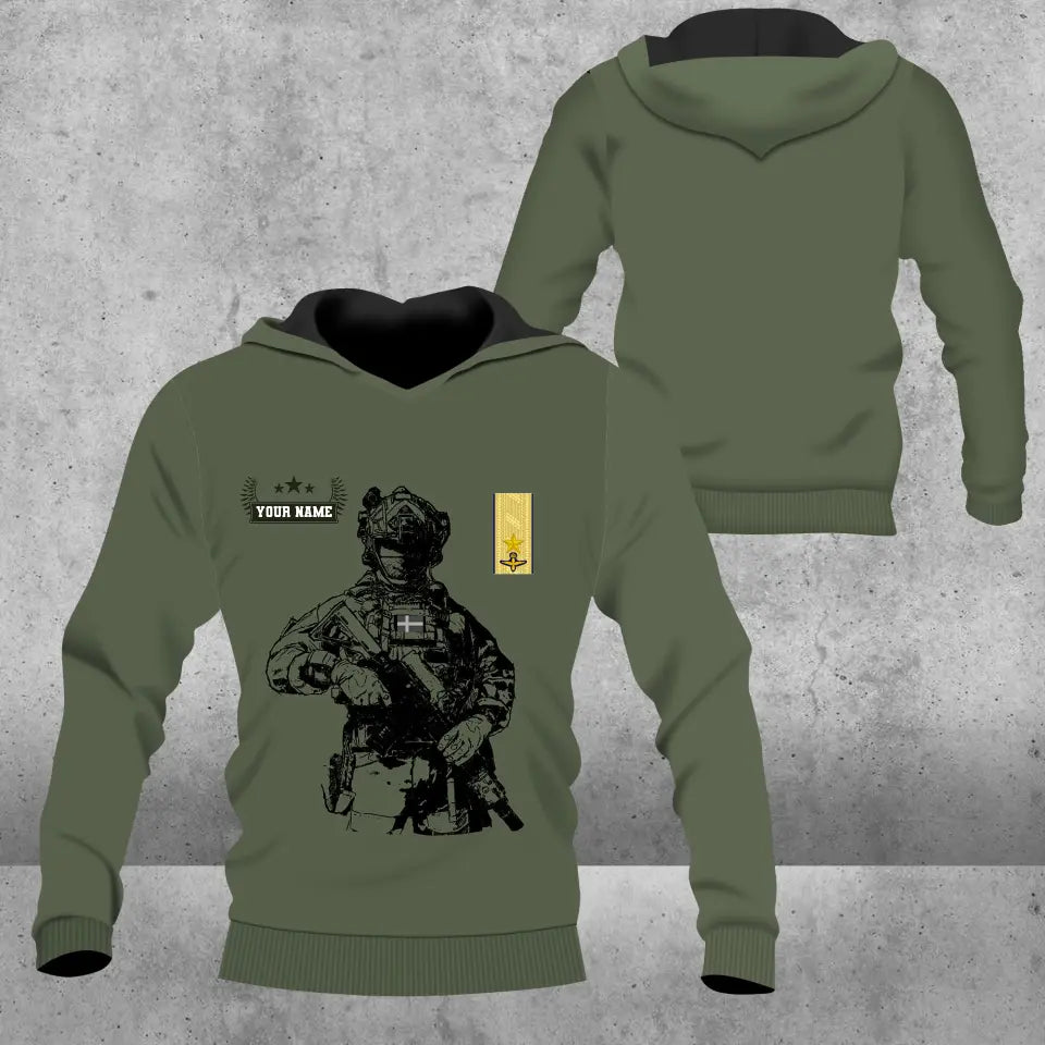 Personalized Sweden Soldier/ Veteran Camo With Name And Rank Hoodie 3D Printed - 16957728