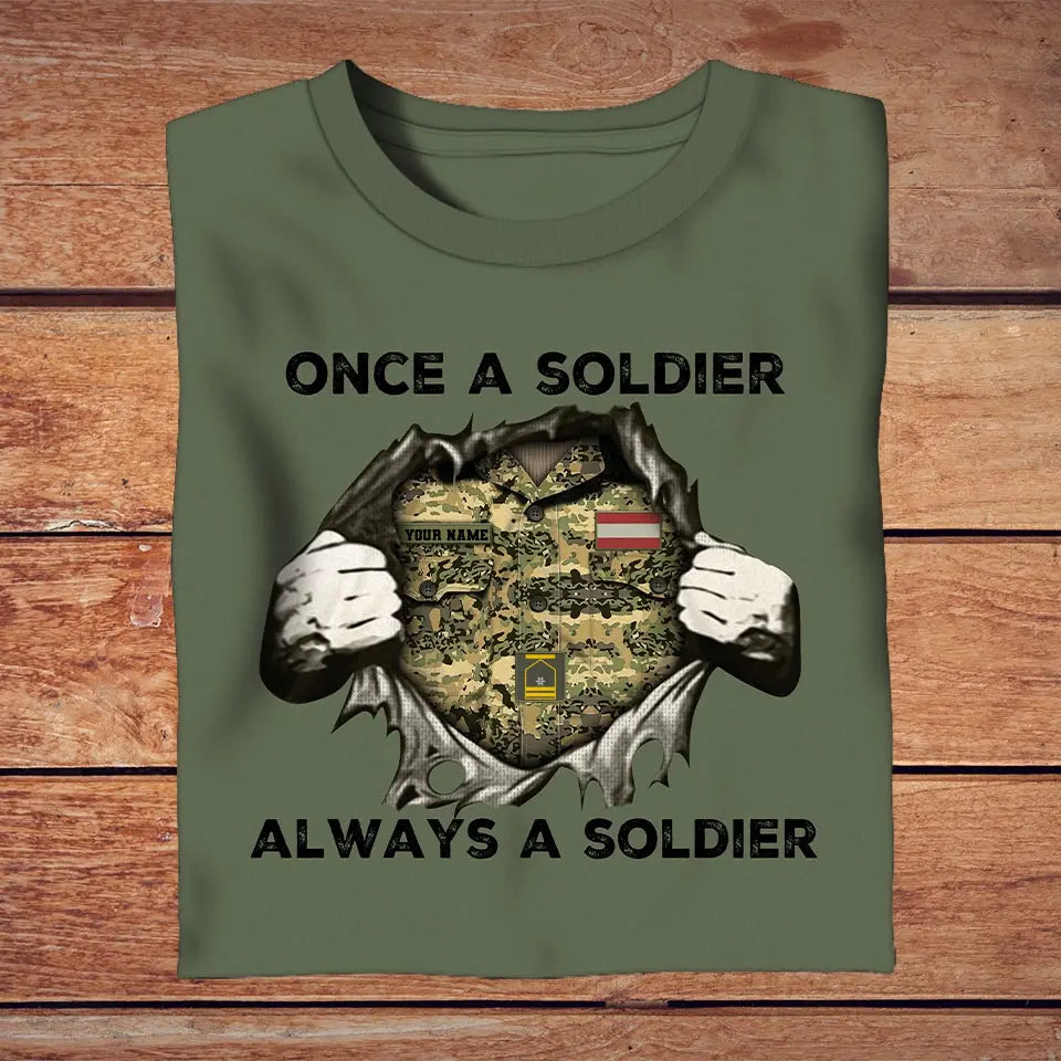 Personalized Austria Soldier/ Veteran Camo With Name And Rank T-shirt 3D Printed -  2909230001