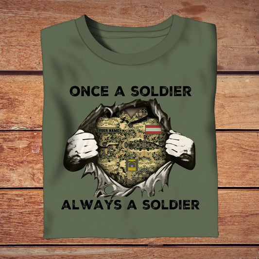 T-shirt personnalisé avec camouflage soldat/vétéran autrichien avec nom et grade imprimé en 3D - 2909230001