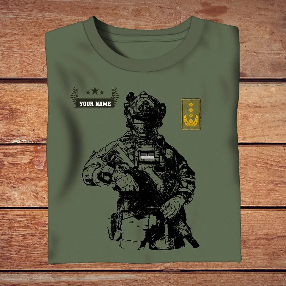 T-shirt personnalisé soldat/vétéran allemand avec nom et grade imprimé en 3D - 3009230001