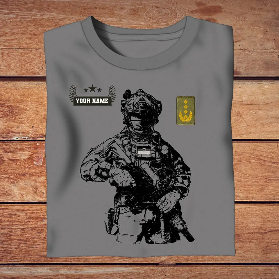 T-shirt personnalisé soldat/vétéran allemand avec nom et grade imprimé en 3D - 3009230001