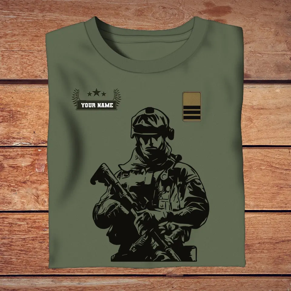 T-shirt personnalisé soldat/vétéran suisse avec nom et grade imprimé en 3D - 0210230001