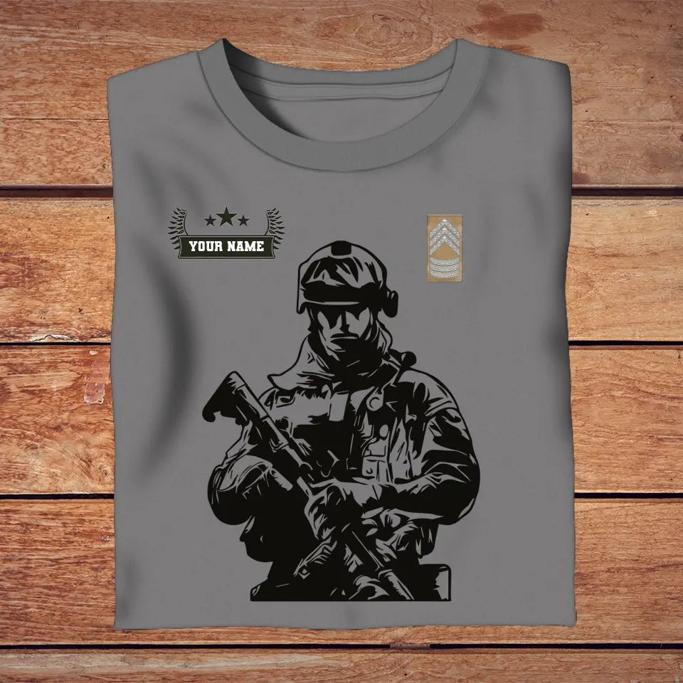 Personalisiertes T-Shirt mit dänischem Soldaten/Veteranennamen und Rang, 3D-Druck – 0210230001