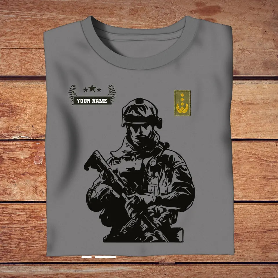 Personalisiertes T-Shirt „Deutschlands Soldat/Veteran“ mit Namen und Rang, 3D-Druck – 0210230001